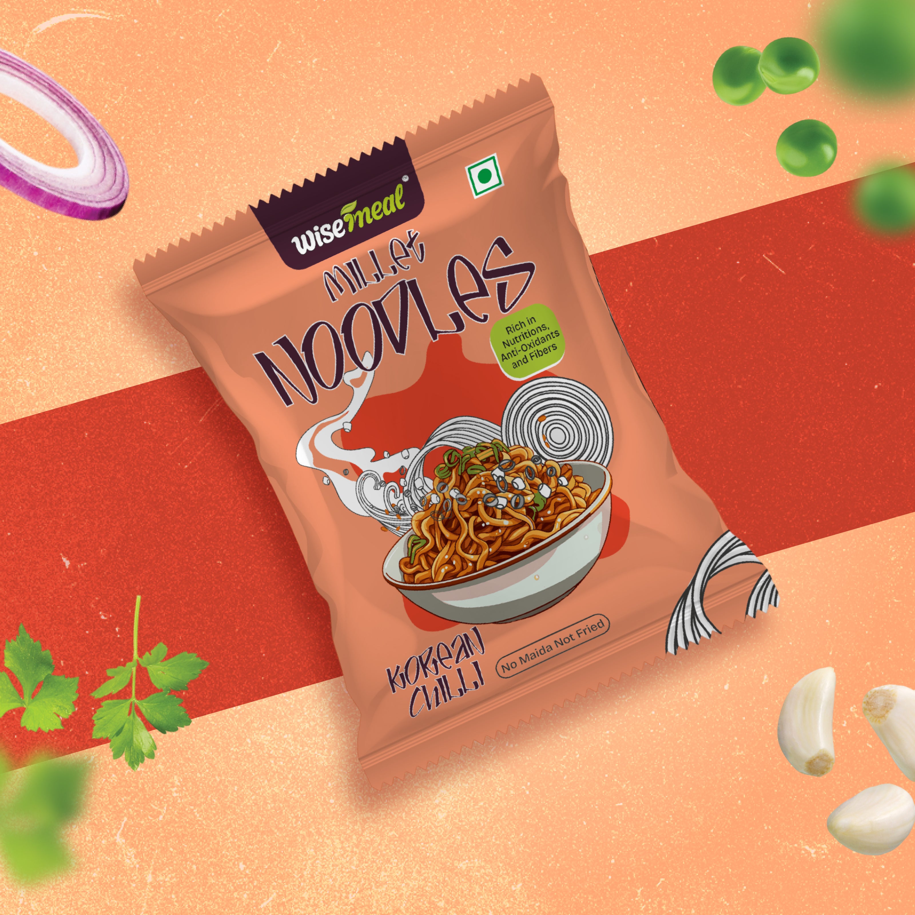 Millet Noodles - Korean Chilli Flavor - No Maida - Not Fried