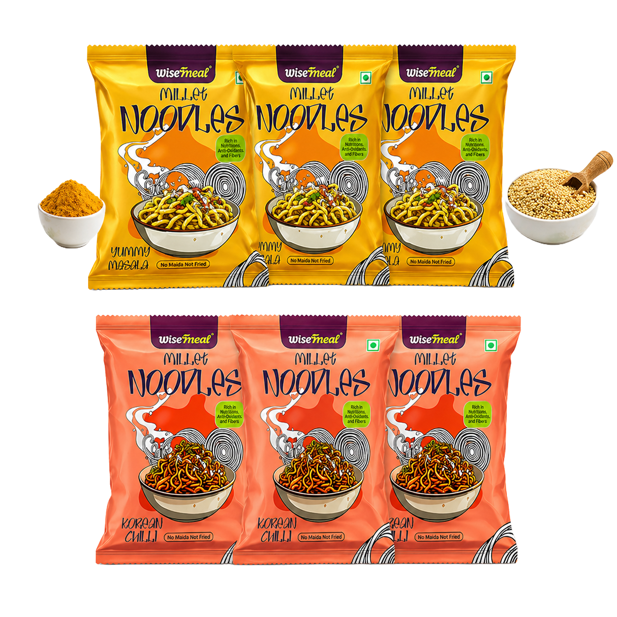 MILLET NOODLES COMBO - YUMMY MASALA AND KOREAN CHILLI