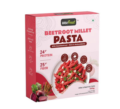 WiseMeal Beetroot & Ragi Millet Pasta – Protein Rich Healthy Pasta